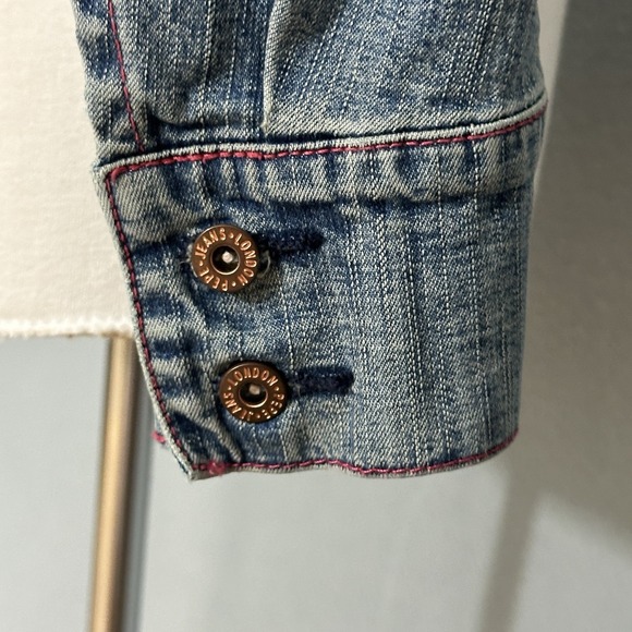 Vintage 90s Pepe Jeans London Womens Jacket L Denim Trucker Embroidered Logo Y2K - Picture 7 of 16